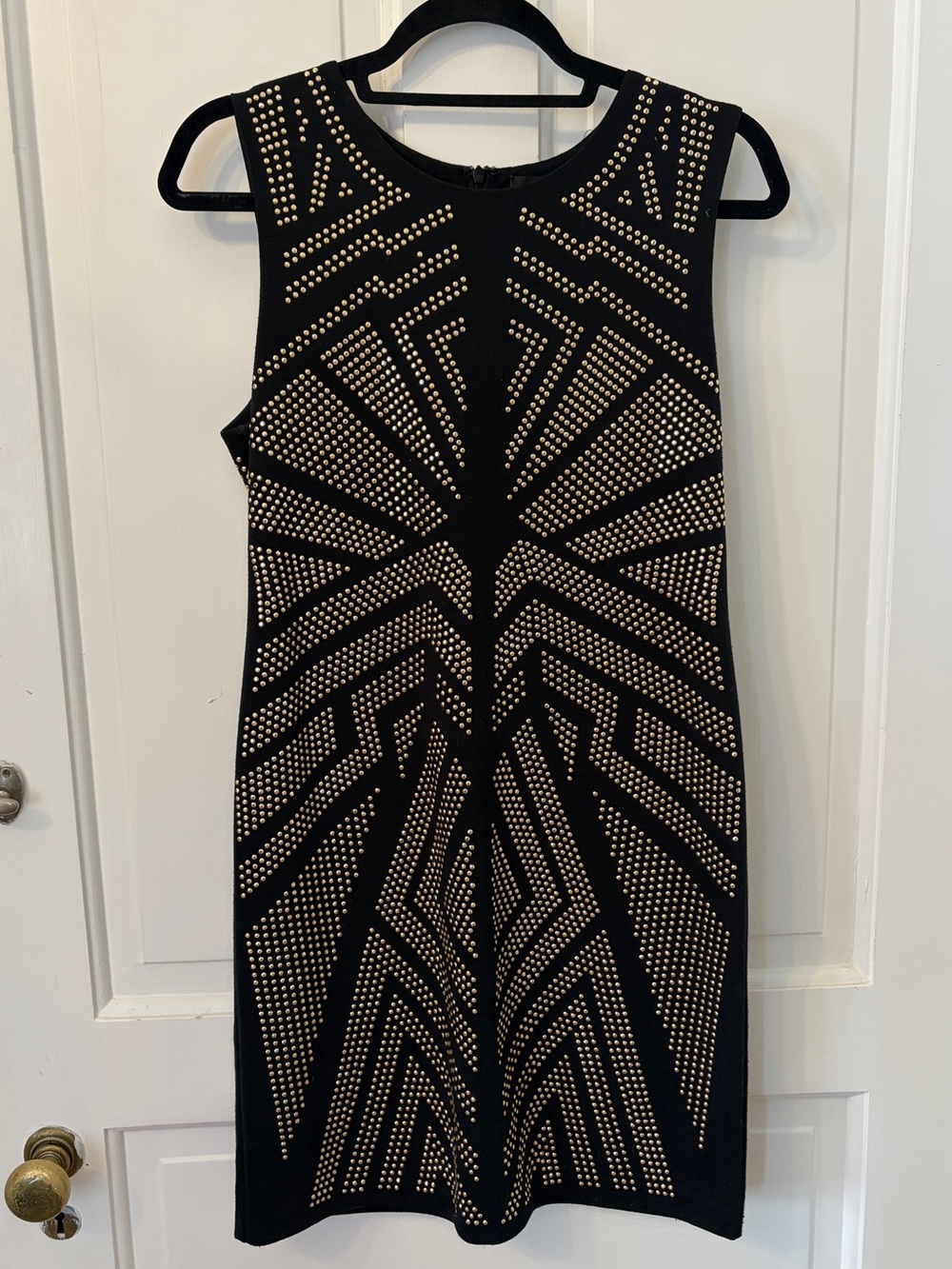 Greylin Black Bodycon Studded Sleeveless Sheath Dress